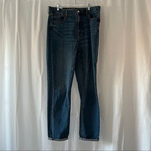 American Eagle Mom Jeans Medium Wash Mid Rise Denim 14 X Long